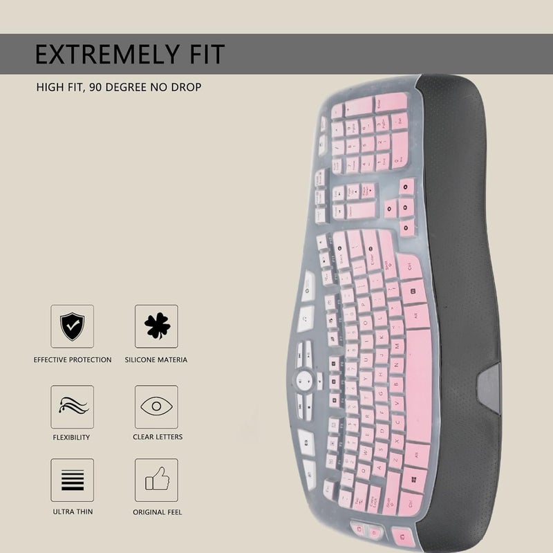 Softamm Keyboard Cover for Logitech K350 MK550 MK570 Wireless Wave Keyboard,Waterproof Silicone Keyboard Protector Skin for Logitech K350 MK550 MK570 Keyboard Protective Accessories(Gradient Pink) - Image 4